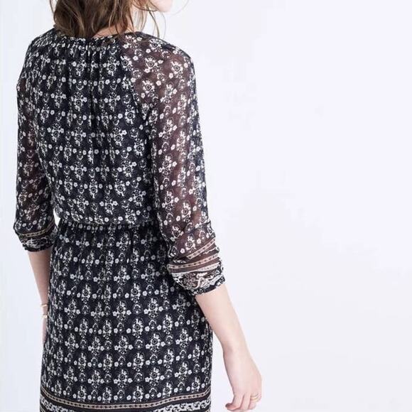 Madewell Lace-Up Dress in Burnished Floral Size 0 NWOT - Picture 3 of 7